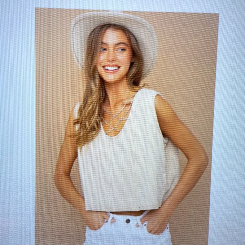 Blue B Mineral Washed Khaki Rhinestone Cropped Tank